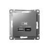 ATLASDESIGN USB РОЗЕТКА A + тип-C 45Вт высокоскор.заряд. QC, PD, механизм, СТАЛЬ