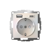 ATLASDESIGN РОЗЕТКА 16А c 2 USB A+C, 5В/2,4А/3,0А, 2х5В/1,5А, механизм, ЖЕМЧУГ