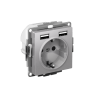 ATLASDESIGN РОЗЕТКА 16А c 2 USB A+A, 5В/2,4А, 2х5В/1,2А, механизм, АЛЮМИНИЙ