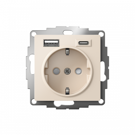 ATLASDESIGN РОЗЕТКА 16А c 2 USB A+C, 5В/2,4А/3,0А, 2х5В/1,5А, механизм, БЕЖЕВЫЙ
