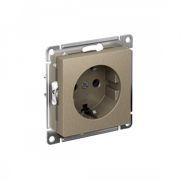 ATLASDESIGN РОЗЕТКА с заземлением без шторок, 16А, мех., быстрозажим. клем., ШАМПАНЬ