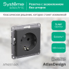 ATLASDESIGN РОЗЕТКА с заземлением без шторок, 16А, механизм, БАЗАЛЬТ