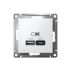 ATLASDESIGN USB РОЗЕТКА А+С, 5В/2,4А, 2х5В/1,2А, механизм, ЛОТОС