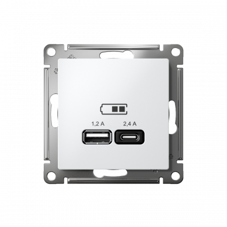 ATLASDESIGN USB РОЗЕТКА А+С, 5В/2,4А, 2х5В/1,2А, механизм, ЛОТОС