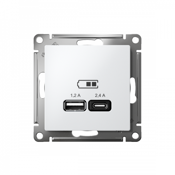 ATLASDESIGN USB РОЗЕТКА А+С, 5В/2,4А, 2х5В/1,2А, механизм, ЛОТОС