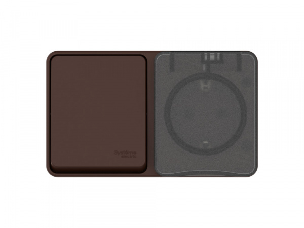 ATLASDESIGN PROFI IP54 О/У БЛОК: РОЗЕТКА с заземл. со шт., 16А, ВЫКЛЮЧАТЕЛЬ 1-клав., 10АХ, КОРИЧНЕВЫЙ