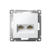 ATLASDESIGN РОЗЕТКА двойная компьютерная RJ45+RJ45 кат. 5e, механизм, БЕЛЫЙ