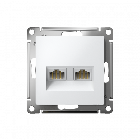 ATLASDESIGN РОЗЕТКА двойная компьютерная RJ45+RJ45 кат. 5e, механизм, БЕЛЫЙ