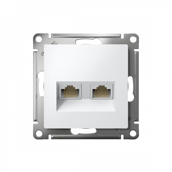 ATLASDESIGN РОЗЕТКА двойная компьютерная RJ45+RJ45 кат. 6А, механизм, БЕЛЫЙ