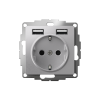 ATLASDESIGN РОЗЕТКА 16А c 2 USB A+A, 5В/2,4А, 2х5В/1,2А, механизм, АЛЮМИНИЙ