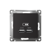 ATLASDESIGN USB РОЗЕТКА A+A, 5В/2,1А, 2х5В/1,05А, механизм, КАРБОН