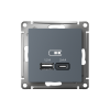 ATLASDESIGN USB РОЗЕТКА А+С, 5В/2,4А, 2х5В/1,2А, механизм, ГРИФЕЛЬ