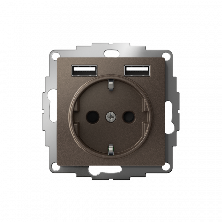 ATLASDESIGN РОЗЕТКА 16А c 2 USB A+A, 5В/2,4А, 2х5В/1,2А, механизм, МОККО