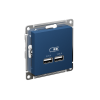 ATLASDESIGN USB РОЗЕТКА A+A, 5В/2,1А, 2х5В/1,05А, механизм, АКВАМАРИН