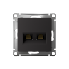 ATLASDESIGN РОЗЕТКА двойная компьютерная RJ45+RJ45 кат. 5e, механизм, КАРБОН