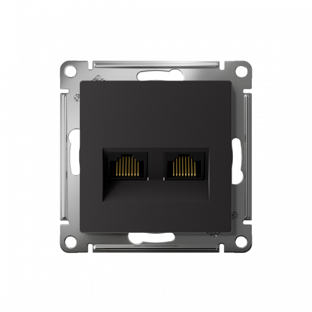 ATLASDESIGN РОЗЕТКА двойная компьютерная RJ45+RJ45 кат. 5e, механизм, КАРБОН