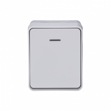ATLASDESIGN PROFI IP54 О/У 1-клавишный ВЫКЛЮЧАТЕЛЬ с подсветкой, сх.1а, 10АХ, БЕЛЫЙ