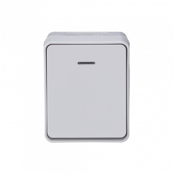 ATLASDESIGN PROFI IP54 О/У 1-клавишный ВЫКЛЮЧАТЕЛЬ с подсветкой, сх.1а, 10АХ, БЕЛЫЙ