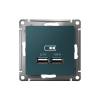 ATLASDESIGN USB РОЗЕТКА A+A, 5В/2,1А, 2х5В/1,05А, механизм, ИЗУМРУД