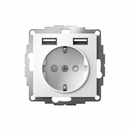 ATLASDESIGN РОЗЕТКА 16А c 2 USB A+A, 5В/2,4А, 2х5В/1,2А, механизм, ЛОТОС