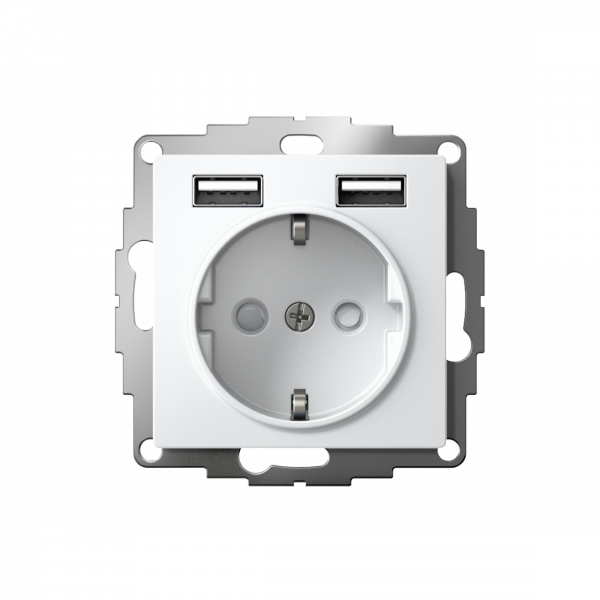 ATLASDESIGN РОЗЕТКА 16А c 2 USB A+A, 5В/2,4А, 2х5В/1,2А, механизм, ЛОТОС
