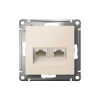 ATLASDESIGN РОЗЕТКА двойная компьютерная RJ45+RJ45 кат. 5e, механизм, БЕЖЕВЫЙ