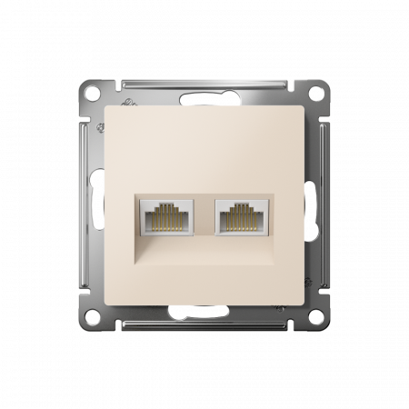 ATLASDESIGN РОЗЕТКА двойная компьютерная RJ45+RJ45 кат. 5e, механизм, БЕЖЕВЫЙ