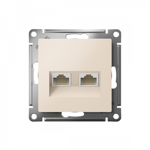 ATLASDESIGN РОЗЕТКА двойная компьютерная RJ45+RJ45 кат. 5e, механизм, БЕЖЕВЫЙ