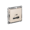 ATLASDESIGN USB РОЗЕТКА A + тип-C 45Вт высокоскор.заряд. QC, PD, механизм, БЕЖЕВЫЙ