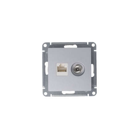 ATLASDESIGN РОЗЕТКА двойная ТВ + компьютерная RJ45 кат. 5e, механизм, АЛЮМИНИЙ