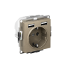 ATLASDESIGN РОЗЕТКА 16А c 2 USB A+A, 5В/2,4А, 2х5В/1,2А, механизм, ШАМПАНЬ