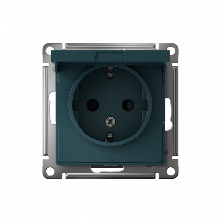 ATLASDESIGN РОЗЕТКА с заземлением со шторками с крышкой, 16А, IP20, механизм, ИЗУМРУД