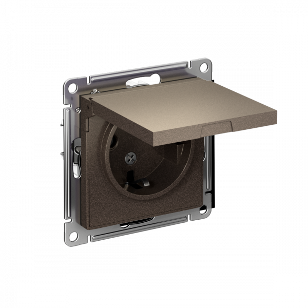 ATLASDESIGN РОЗЕТКА с заземлением со шторками с крышкой, 16А, IP20, механизм, МОККО