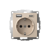ATLASDESIGN РОЗЕТКА 16А с 2 USB A+C, 5В/2,4А/3,0А, 2х5В/1,5А, механизм, ПЕСОЧНЫЙ