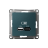 ATLASDESIGN USB РОЗЕТКА А+С, 5В/2,4А, 2х5В/1,2А, механизм, ИЗУМРУД