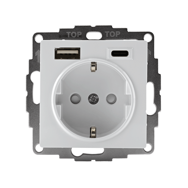ATLASDESIGN РОЗЕТКА 16А с 2 USB A+C, 5В/2,4А/3,0А, 2х5В/1,5А, механизм, БЕЛЫЙ