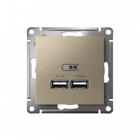 ATLASDESIGN USB РОЗЕТКА A+A, 5В/2,1А, 2х5В/1,05А, механизм, ШАМПАНЬ