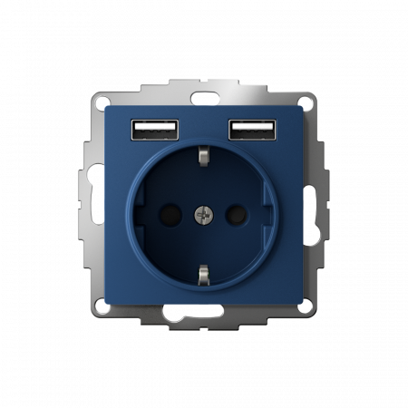 ATLASDESIGN РОЗЕТКА 16А c 2 USB A+A, 5В/2,4А, 2х5В/1,2А, механизм, АКВАМАРИН