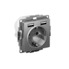 ATLASDESIGN РОЗЕТКА 16А c 2 USB A+A, 5В/2,4А, 2х5В/1,2А, механизм, СТАЛЬ