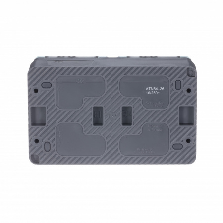 ATLASDESIGN PROFI IP54 О/У РОЗЕТКА двойная с заземлением со шторками, 16А, АНТРАЦИТ