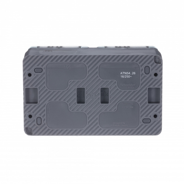 ATLASDESIGN PROFI IP54 О/У РОЗЕТКА двойная с заземлением со шторками, 16А, АНТРАЦИТ