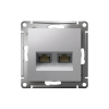 ATLASDESIGN РОЗЕТКА двойная компьютерная RJ45+RJ45 кат. 5e, механизм, АЛЮМИНИЙ