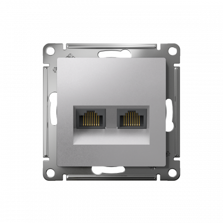 ATLASDESIGN РОЗЕТКА двойная компьютерная RJ45+RJ45 кат. 5e, механизм, АЛЮМИНИЙ