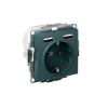 ATLASDESIGN РОЗЕТКА 16А c 2 USB A+A, 5В/2,4А, 2х5В/1,2А, механизм, ИЗУМРУД