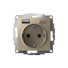 ATLASDESIGN РОЗЕТКА 16А c 2 USB A+C, 5В/2,4А/3,0А, 2х5В/1,5А, механизм, ШАМПАНЬ
