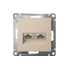 ATLASDESIGN РОЗЕТКА двойная компьютерная RJ45+RJ45 кат. 5e, механизм, ПЕСОЧНЫЙ
