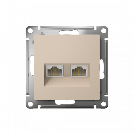 ATLASDESIGN РОЗЕТКА двойная компьютерная RJ45+RJ45 кат. 5e, механизм, ПЕСОЧНЫЙ