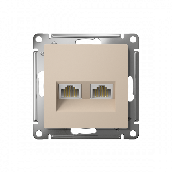 ATLASDESIGN РОЗЕТКА двойная компьютерная RJ45+RJ45 кат. 5e, механизм, ПЕСОЧНЫЙ
