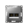 ATLASDESIGN РОЗЕТКА двойная компьютерная RJ45+RJ45 кат. 5e, механизм, СТАЛЬ