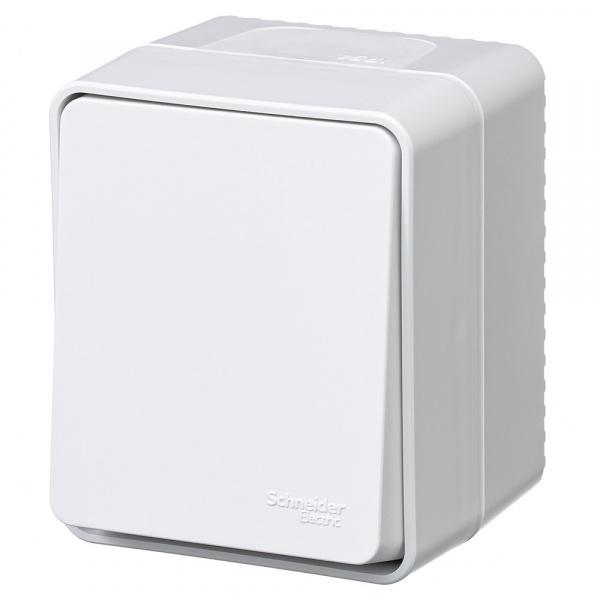 ATLASDESIGN PROFI IP54 О/У 1-клавишный ВЫКЛЮЧАТЕЛЬ КНОПОЧНЫЙ, сх.1, 10А, БЕЛЫЙ